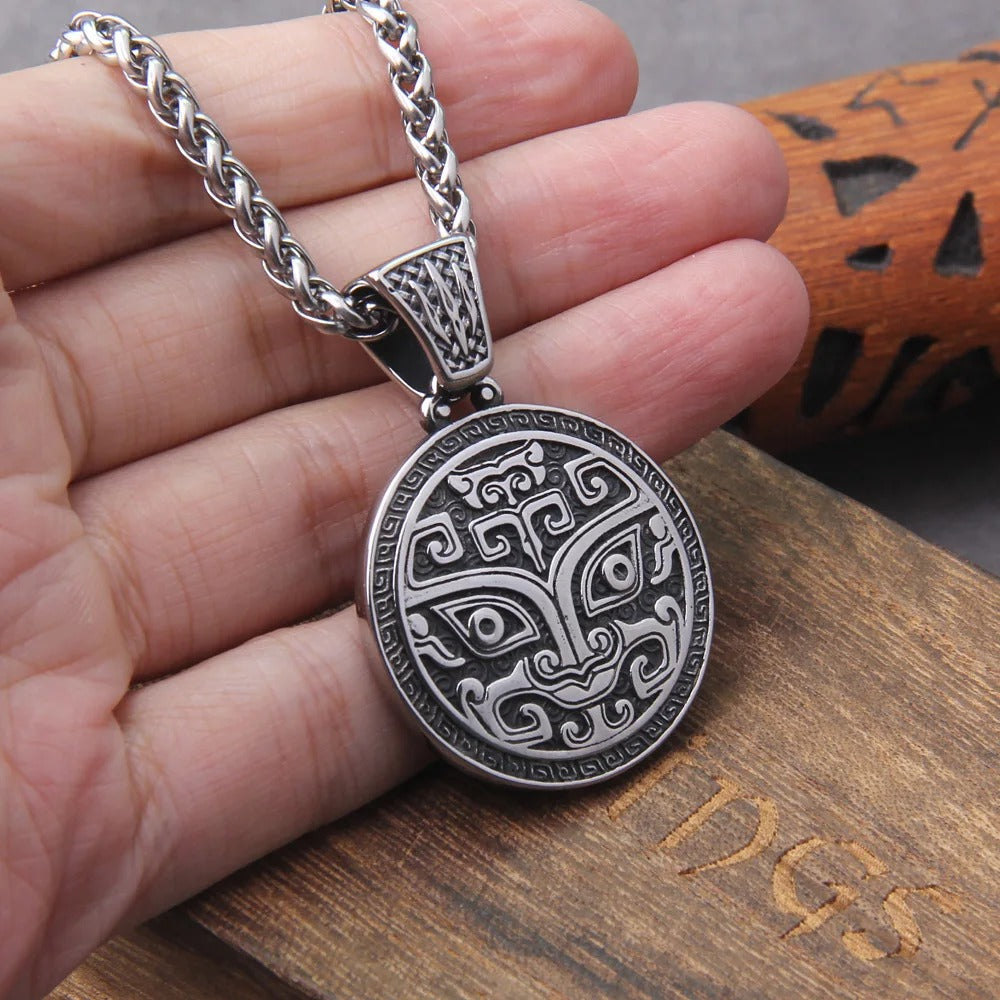 Classic Exquisite Auspicious Dragon Signet Pendant Necklace for Men Charm Fashion viking Amulet Jewelry with box