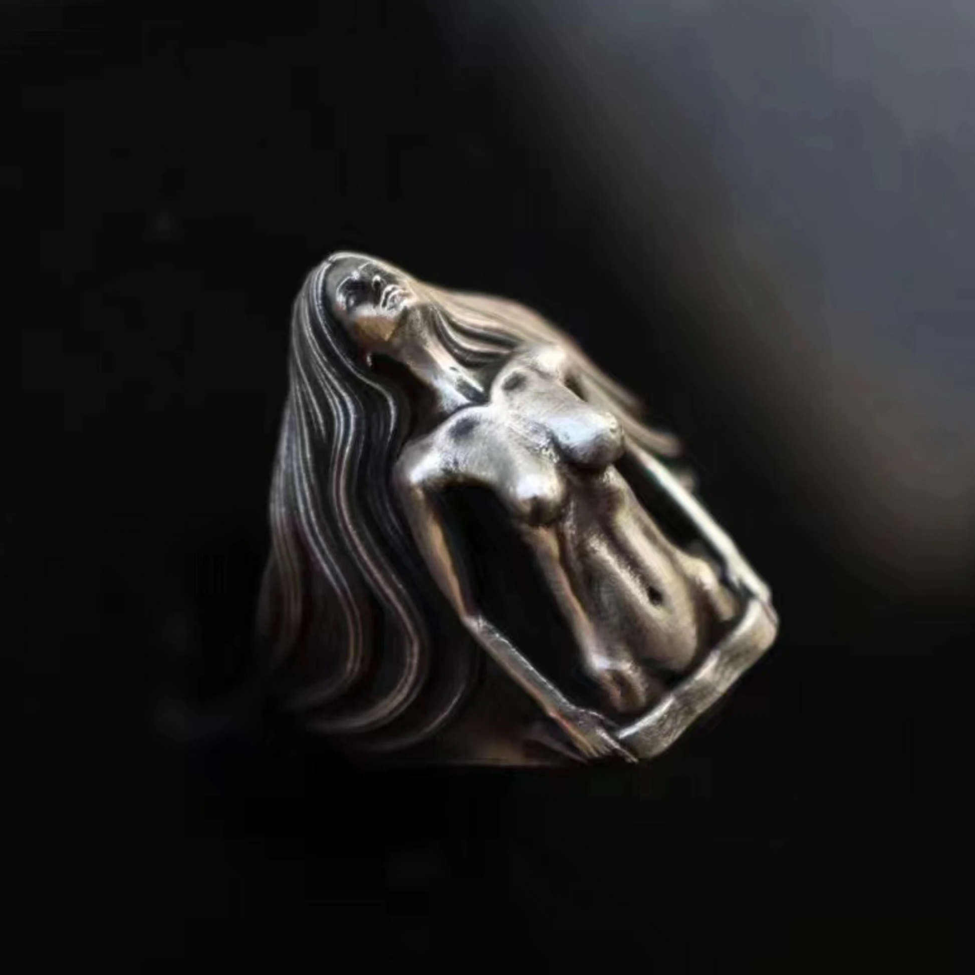 Art Esthetics Nudity Women Ring 925 Solid Silver Male Trend Rev Lady Beauty