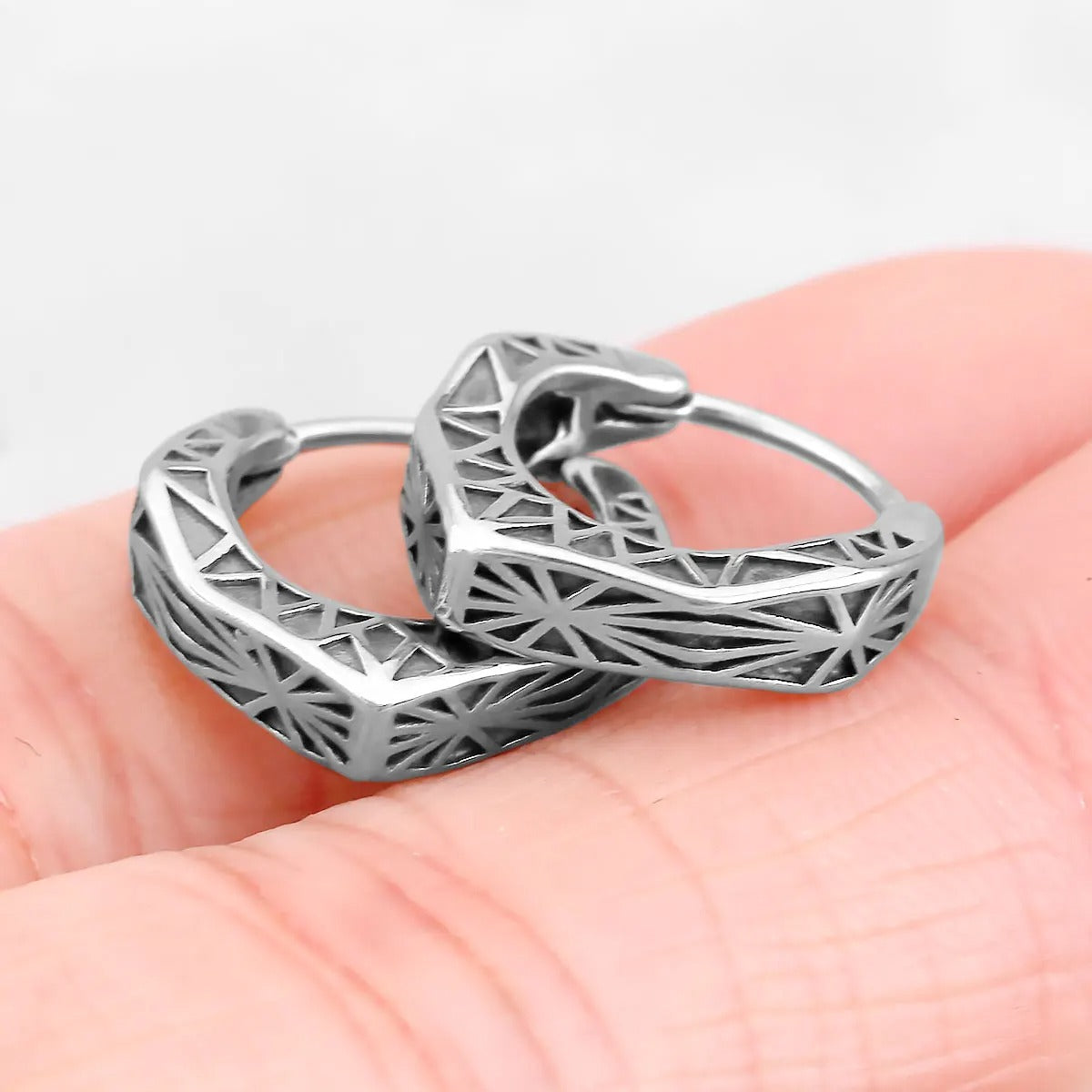 Classic Retro Geometric Pattern Rune Viking Earrings Nordic Men's Jewelry Studs Amulet Party Fashion Teen Gift Accessories