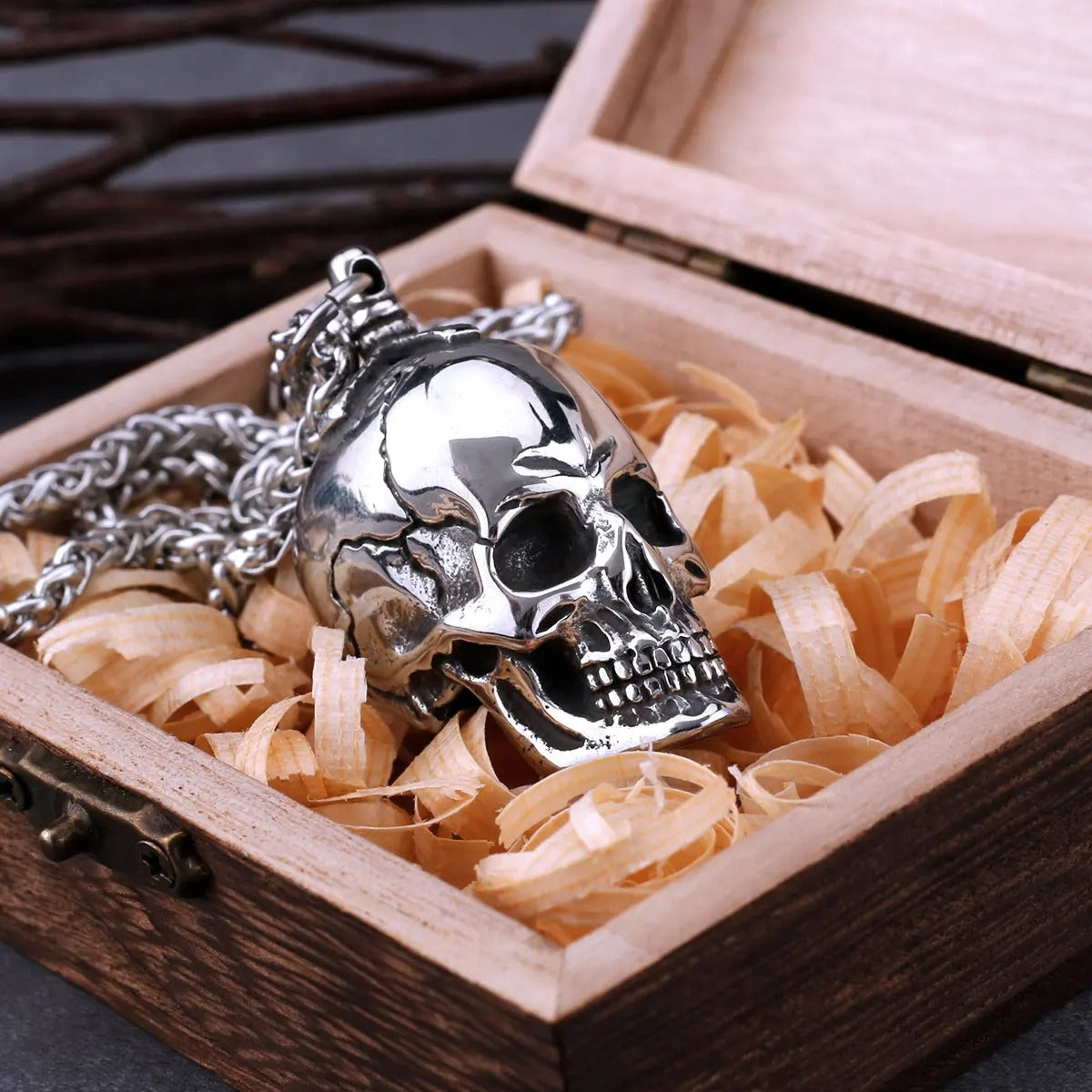 316L Stainless Steel Large Skull Necklace Men's Vintage Gothic Punk Skull Head Pendant Necklace Party Biker Fashion Male Jewelry