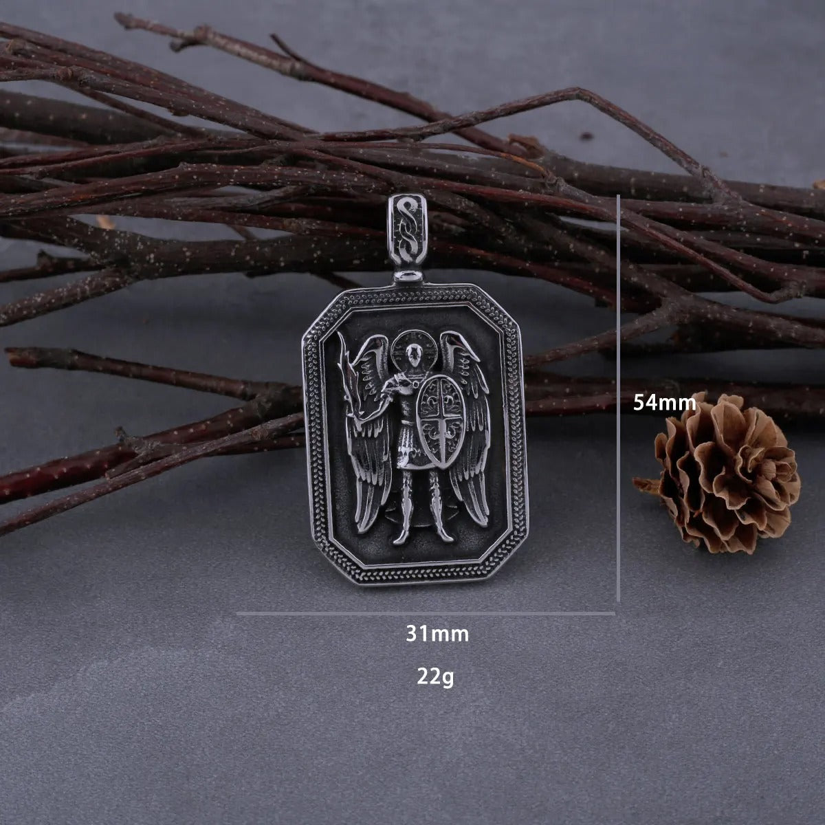 Stainless Steel St. Michael Archangel Cross Shield Necklace Men's Fashion Biker Amulet Pendant Necklace Jewelry Accessories