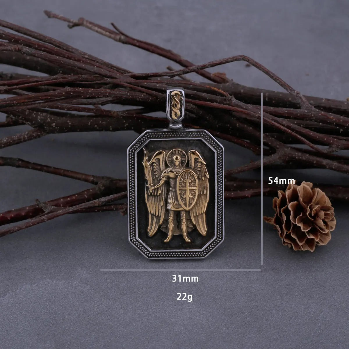 Stainless Steel St. Michael Archangel Cross Shield Necklace Men's Fashion Biker Amulet Pendant Necklace Jewelry Accessories