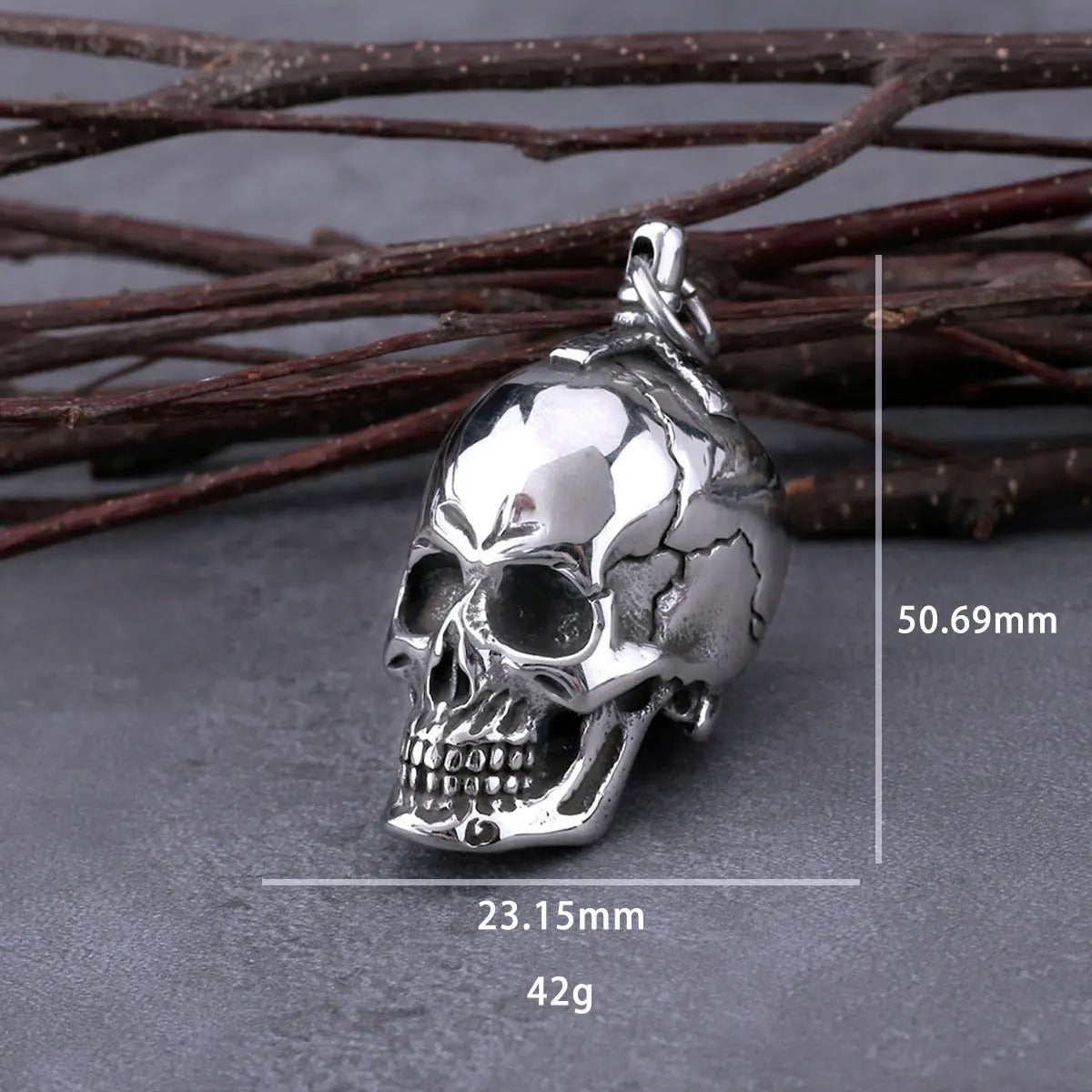 316L Stainless Steel Large Skull Necklace Men's Vintage Gothic Punk Skull Head Pendant Necklace Party Biker Fashion Male Jewelry