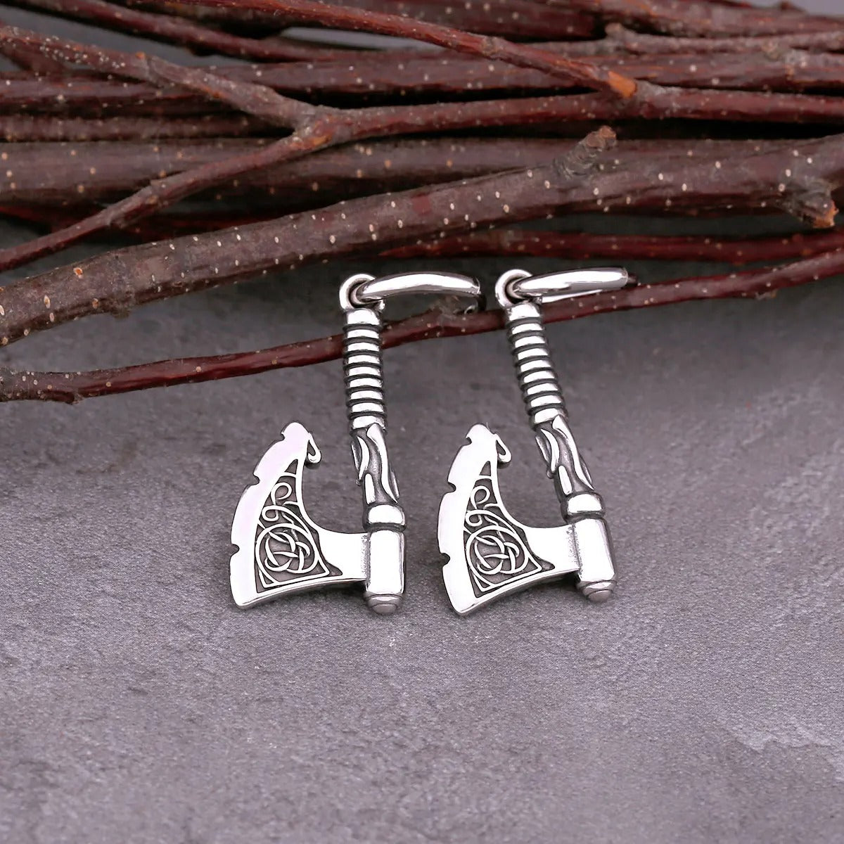 Hip Hop Punk Viking Axe Drop Earrings Fashion Celtic Knot Rune Amulet Earrings Rock Biker Boys Stainless Steel Accessories