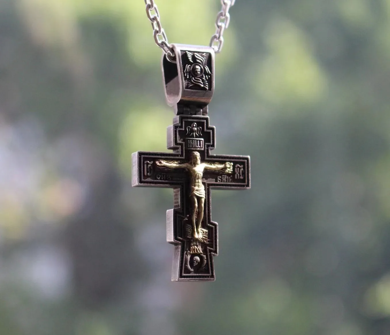Hot sale  S925 Pure Silver  Square Fine  Cross Pender for Men and Women Couple