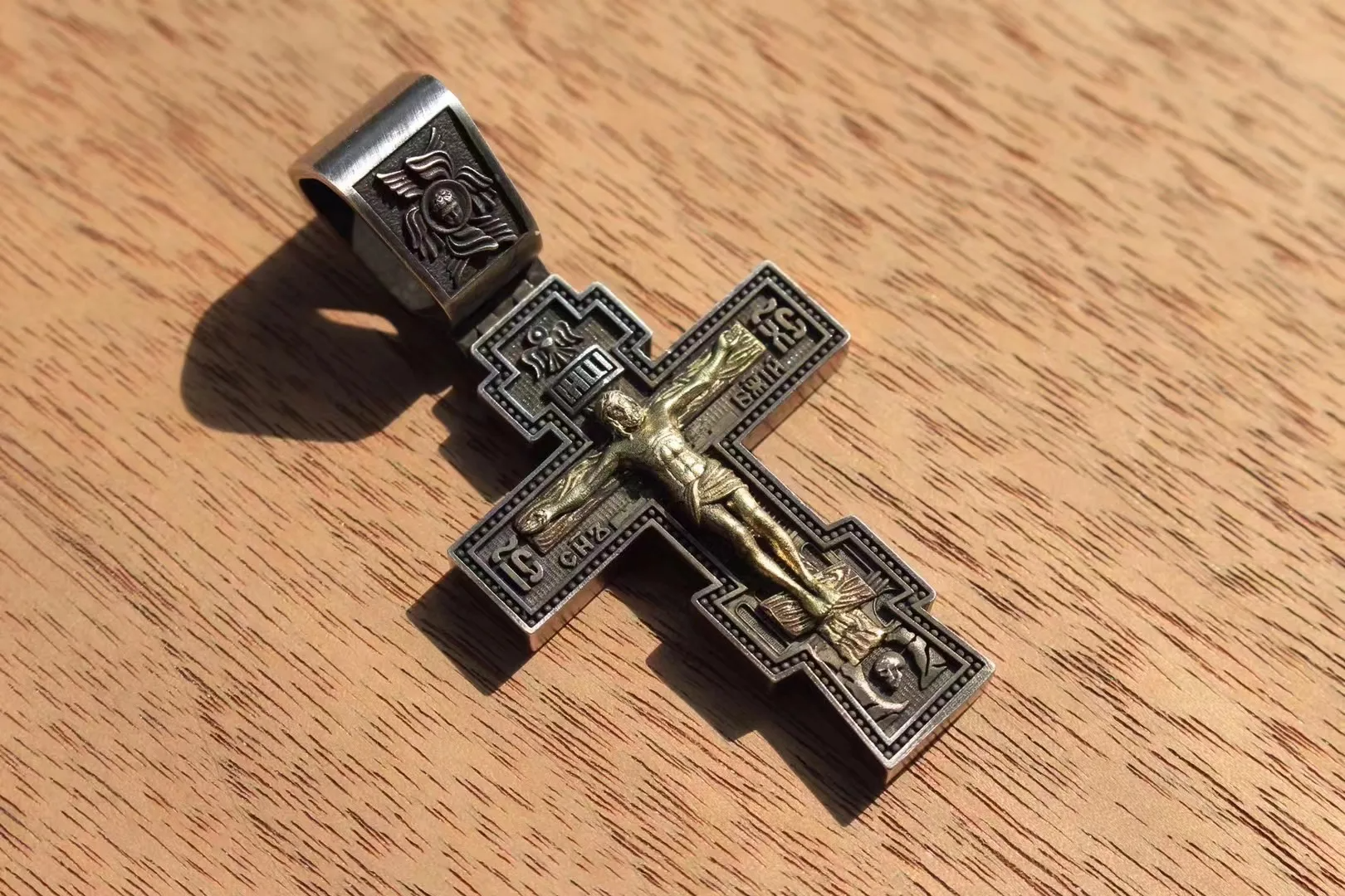 Hot sale  S925 Pure Silver  Square Fine  Cross Pender for Men and Women Couple