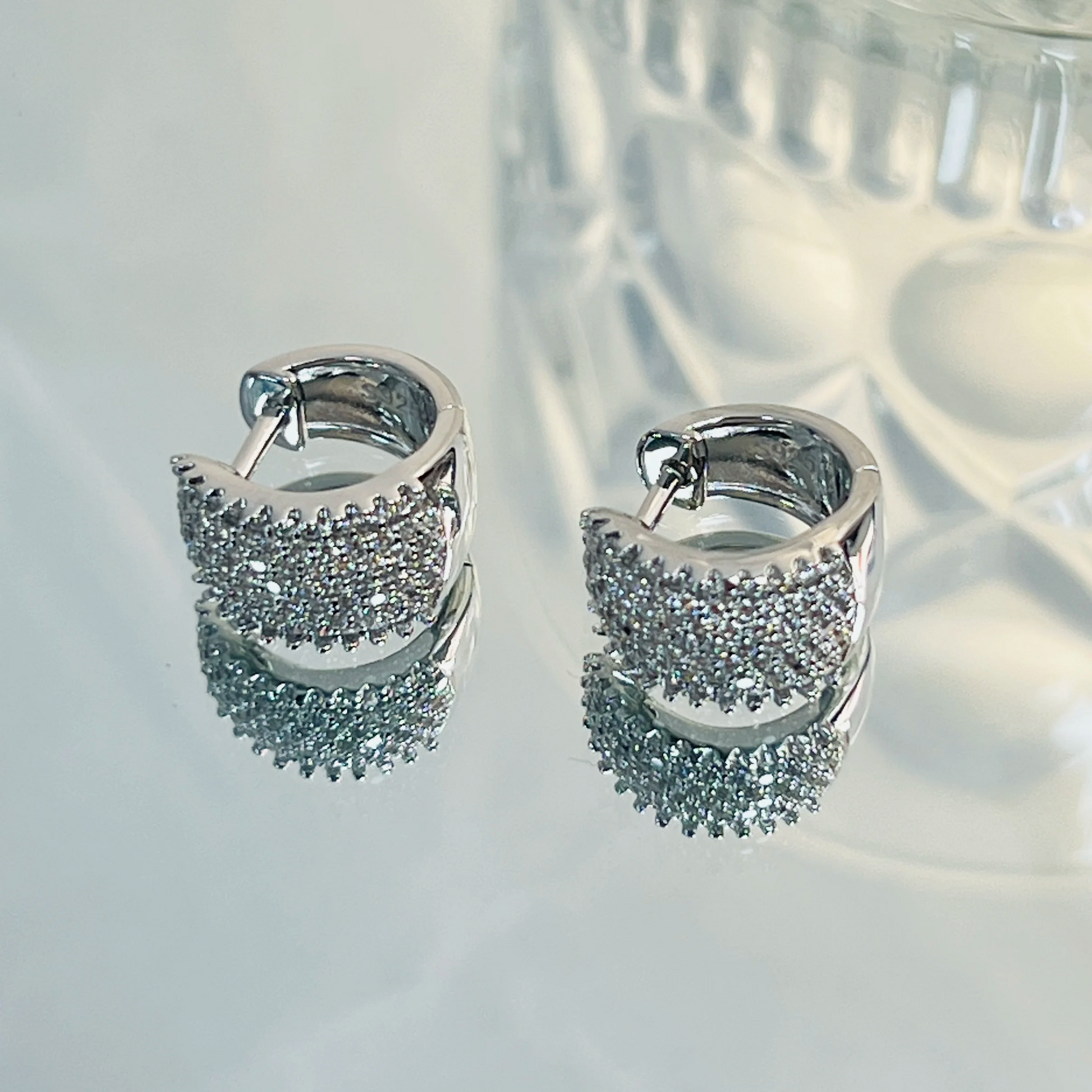 Hot sale full diamond stud earrings S925 silver plated earrings hip hop tide brand