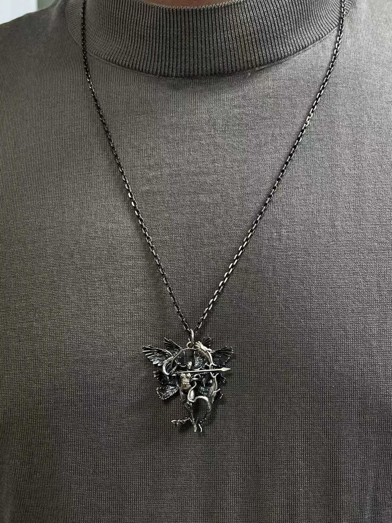Digital Baby Heavenly Beast Pendant S925 Silver Do Old Craft Heavenly Beast Pendant Vintage Couples