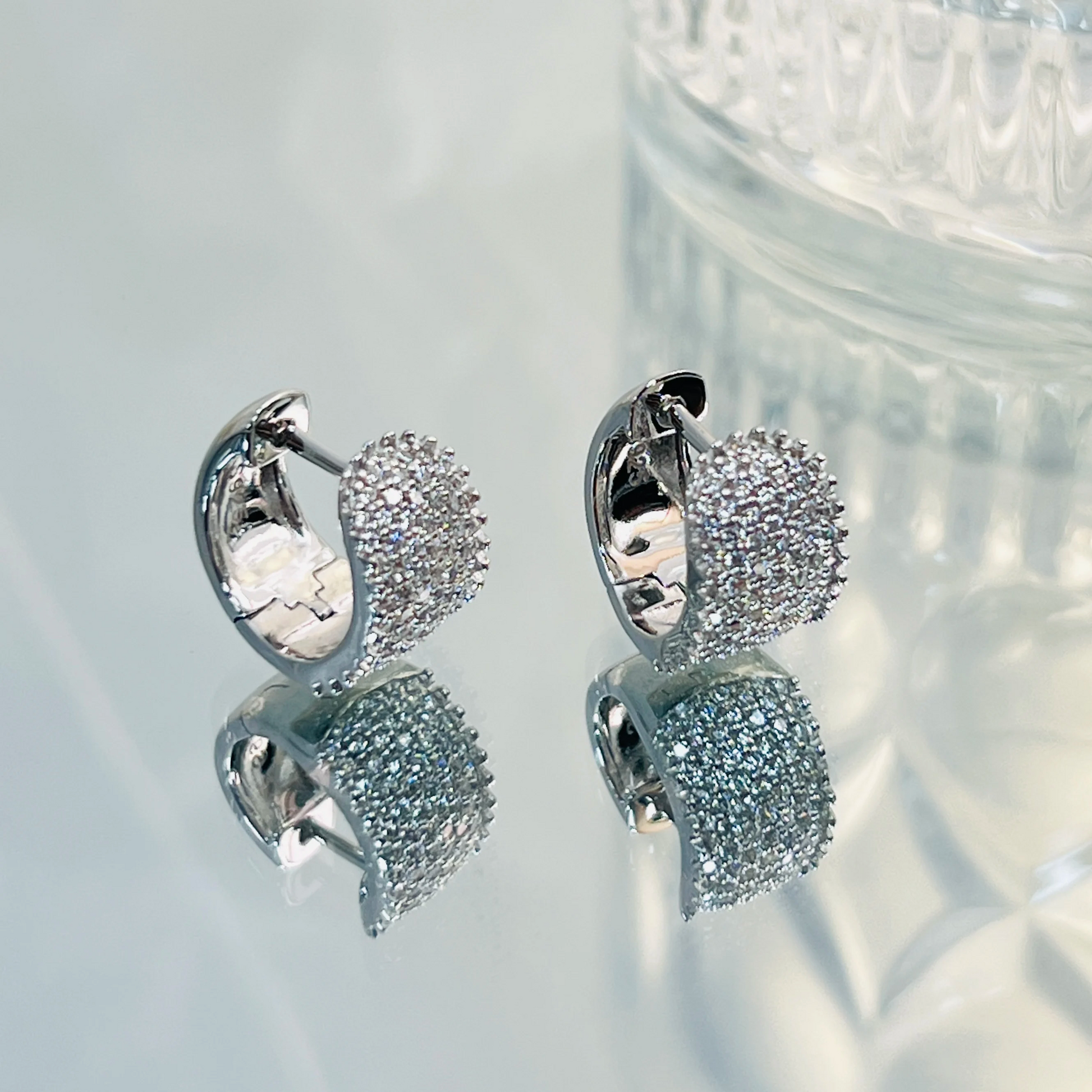 Hot sale full diamond stud earrings S925 silver plated earrings hip hop tide brand
