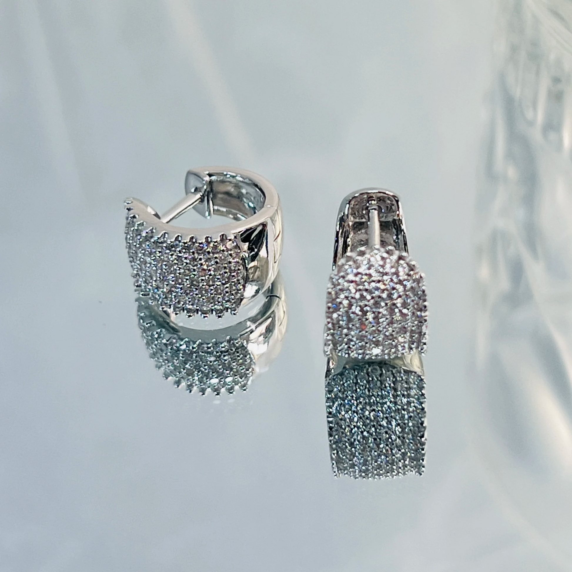 Hot sale full diamond stud earrings S925 silver plated earrings hip hop tide brand