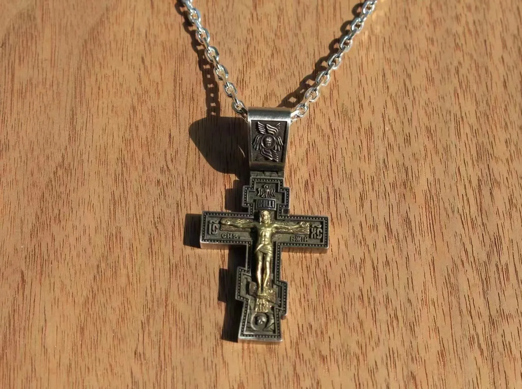 Hot sale  S925 Pure Silver  Square Fine  Cross Pender for Men and Women Couple