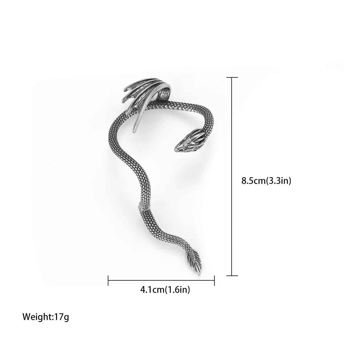 Creative Design Dragon Clip Earring Women Fashion Stainless Steel Animal Wing Non-piercing Ear Cuff Wedding Party Jewelry Gift