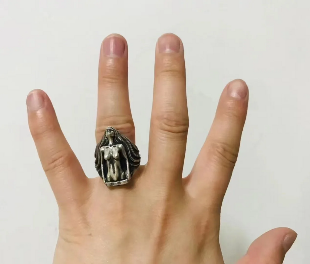 Art Esthetics Nudity Women Ring 925 Solid Silver Male Trend Rev Lady Beauty